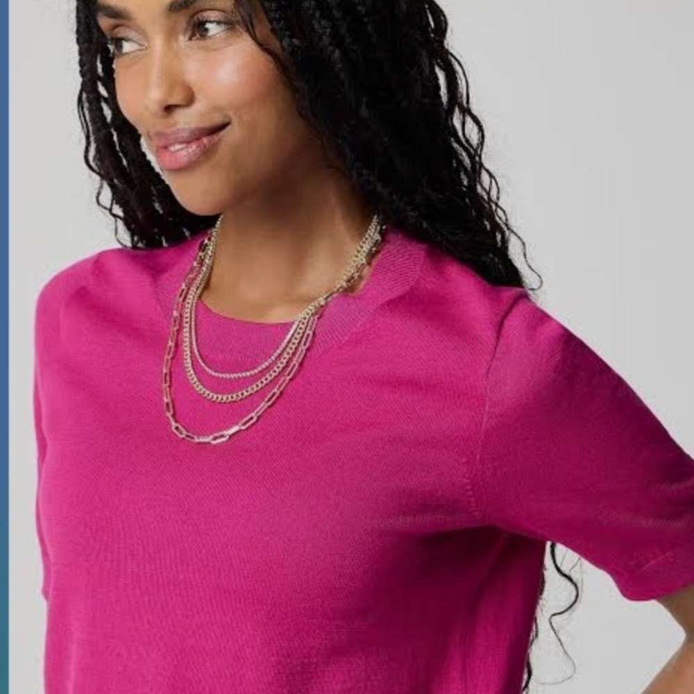 J.Crew Magenta Pink 100% Cotton Short Sleeve Crewneck Sweater XXS‎ CF384 NEW